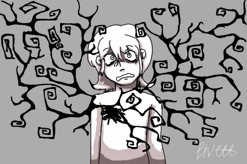 я забыла, что это рисовалось в инверсии, сделайте вид, будто это она в зеркало смотрит