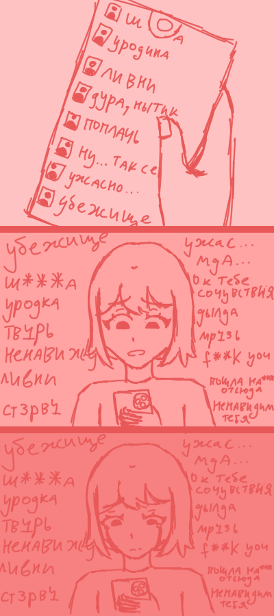 кибербуллинг он такой... и со мной оно часто, хоть и не тут, но везде в других местах, где я есть, все вот так...
