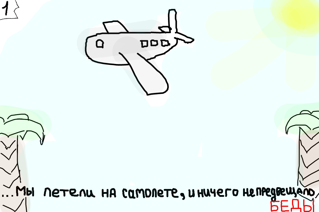 1. -"...Мы летели на самолете, и ничего не предвещало беды..."