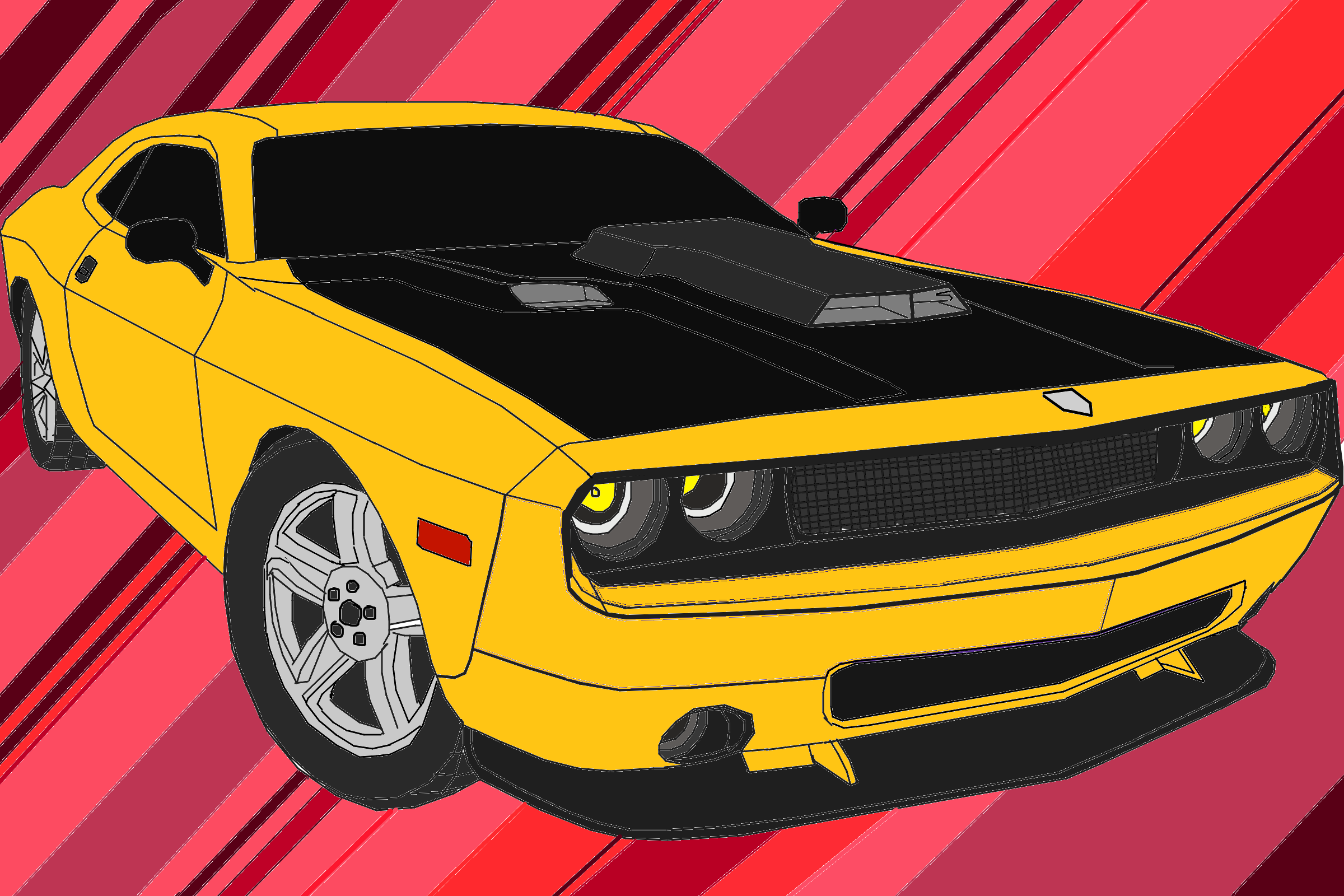 Dodge Challenger третьего поколения - культовый автомобиль производства компании Dodge, принадлежащей концерну Chrysler Corporation. Был предназначен конкурировать с такими автомобилями, как Chevrolet Camaro, Ford Mustang, Mercury Cougar и Pontiac Firebird. Двухдверное купе, выпускавшееся с 2008 по 2023 год. Автомобиль использует укороченную версию заднеприводной платформы Chrysler LX<br />
<br />
Особенности:<br />
- спортивный окрас, воздухозаборники на капоте, спойлер на крышке багажника;<br />
- светодиодная оптика, сдвоенные фары;<br />
- пятиместный салон с двумя рядами сидений, посадка на второй ряд — через проём, образовавшийся в ходе опрокидывания кресел переднего ряда.<br />
- объём багажного отделения — 459 литров, при необходимости задние сиденья складываются.<br />
<br />
Технические характеристики. Некоторые параметры Dodge Challenger третьего поколения (на примере модификации 6.2 AT, 807 л.с.): <br />
- Размеры: длина — 5022 мм, ширина — 1923 мм, высота — 1450 мм, колёсная база — 2946 мм.<br />
- Снаряжённая масса: 2019 кг.<br />
- Двигатель: бензиновый, объём — 6,2 л, максимальная мощность — 807 л.с. при 6300 об/мин.<br />
- Трансмиссия: автомат, 8 передач.<br />
- Тип привода: задний.<br />
- Максимальная скорость: 330 км/ч.<br />
- Разгон до 100 км/ч: 3,6 с.<br />
- Расход топлива: город/трасса/смешанный — 18,1/10,7/14,7 л/100 км.<br />