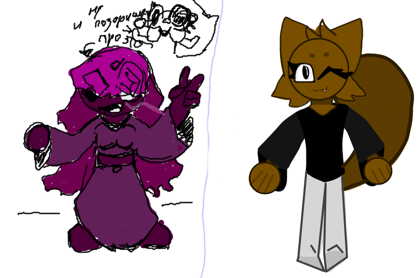 Нарисовали друг друга в своих стилях :)