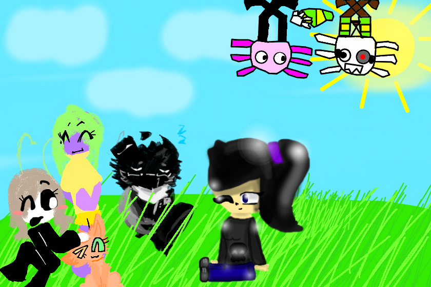 Пожалуй мы наконец-то закончили делать рисунок (я рисовала себя, как я просто наблюдаю за своими друзьями, хехе).<br />
<br />
KittyStarTheCat (GOOS) не участвовал потому что портил рисунок, и мне из-за этого пришлось перетаскивать всё это (кроме порчи) наверх (на передний слой) и теперь всё норм.