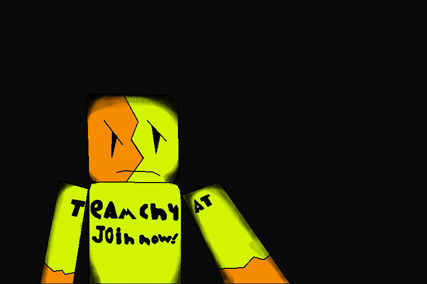 мой OC на базе c00lkid-а но его зовут ch4at надпись на груди и руках: team ch4at join now!