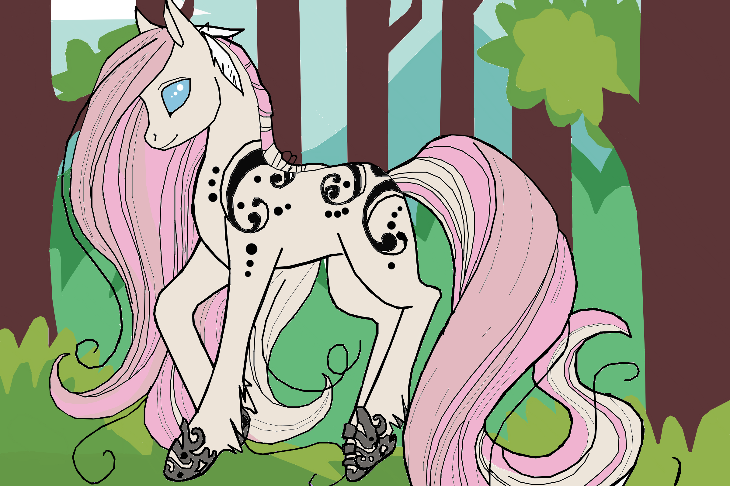 Это пони. Решил добавить простенький фон леса сзади, как вам фон? <br />
<br />
Оригинал https://iimg.su/i/L3Sjmh