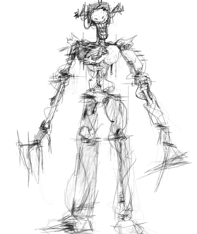 Страшная монстряка в полный рост<br />
мне было лень хорошо детализировать нижнюю часть тела