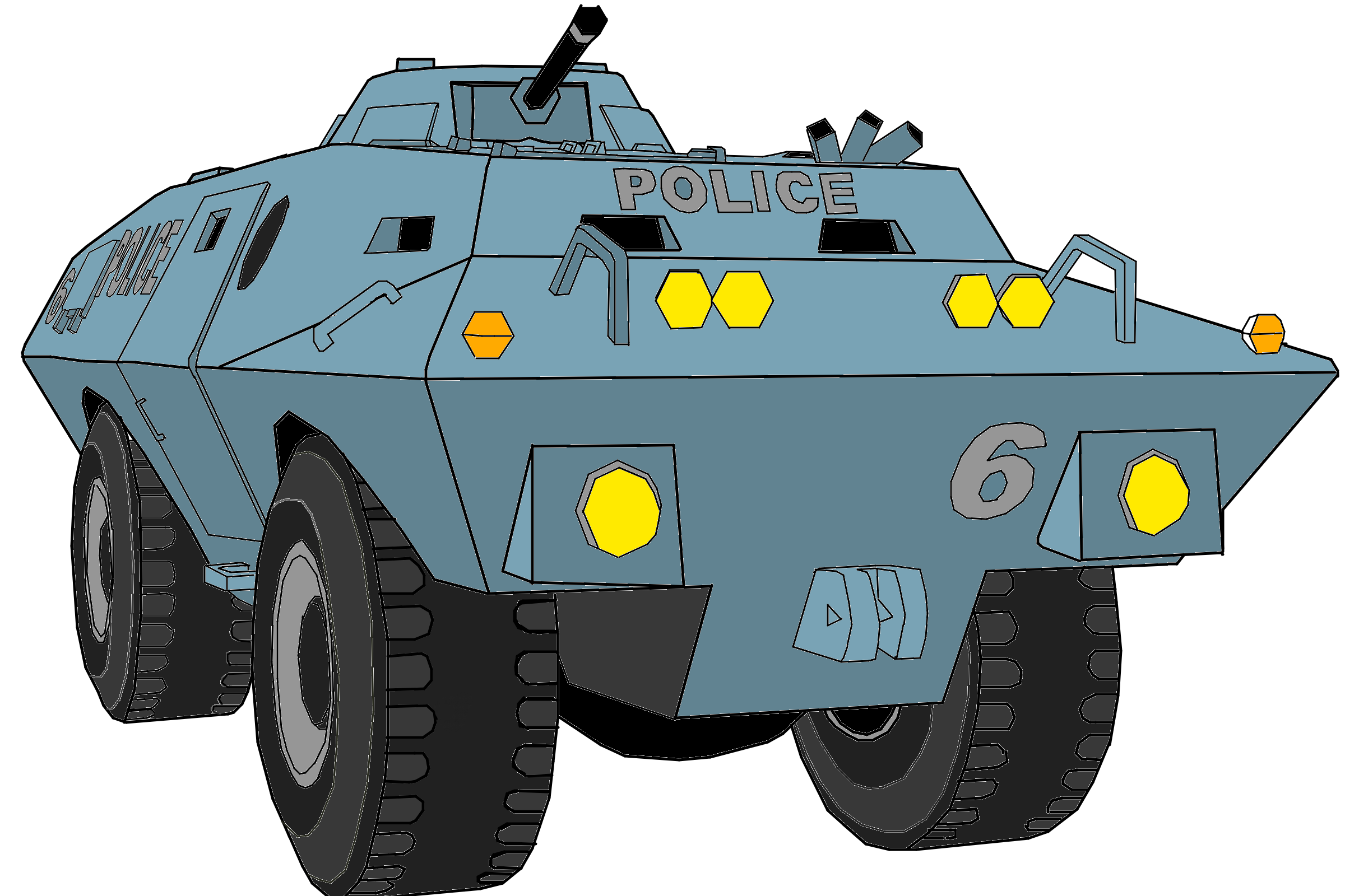 Танк спецназа из игры GTA San Andreas. Есть танк военных Rhino, а это танк спецназа, называется S.W.A.T. Я уже рисовал танк Rhino, вот ссылка https://loneti.ru/pict4768_82